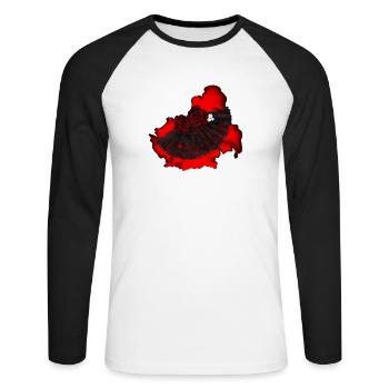 originelle Frauenmode, Fächer mit rosen - Unisex Baseballshirt langarm - Weiß/Schwarz - Vorne - Nik (191cm)