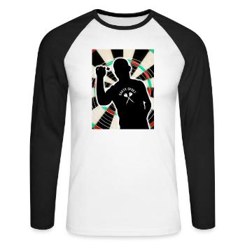 Darts Sport Dart meine Leidenschaft - Unisex Baseballshirt langarm - Weiß/Schwarz - Vorne - Nik (191cm)