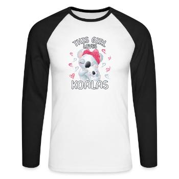 Dieses Maedchen Liebt Koalas - Unisex Baseballshirt langarm - Weiß/Schwarz - Vorne - Nik (191cm)