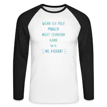 Junggesellenabschied Saufspruch Malle - Unisex Baseballshirt langarm - Weiß/Schwarz - Vorne - Nik (191cm)