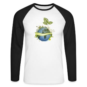 in the earth unfolds with banner - Unisex Long Sleeve Baseball T-Shirt - white/black - Front - Nik (191cm)