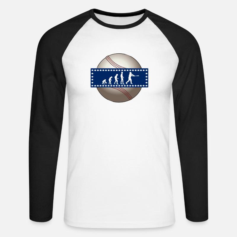 EVOLUTION BASEBALL SPORT USA GESCHENK - Unisex Baseballshirt langarm - Weiß/Schwarz