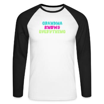 Oma Großmutter Alte Frau Seniorin Statement - Unisex Baseballshirt langarm - Weiß/Schwarz - Vorne - Nik (191cm)