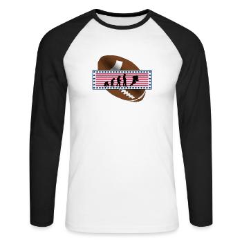 EVOLUTION AMERICAN FOOTBALL USA Flagge Geschenk - Unisex Baseballshirt langarm - Weiß/Schwarz - Vorne - Nik (191cm)