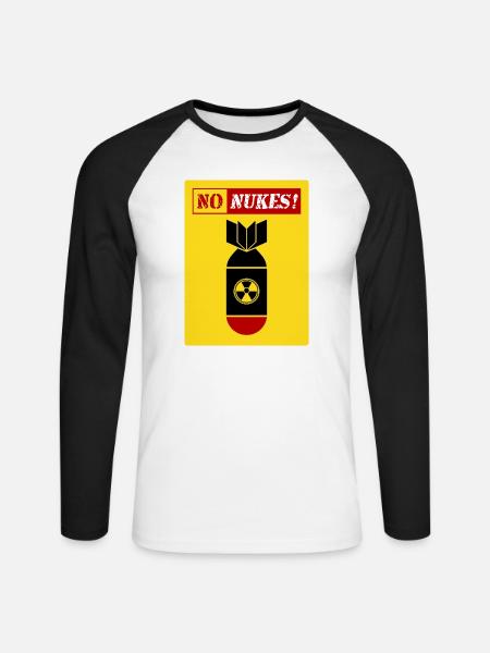 ANTI-ATOMWAFFEN | KEINE ATOMWAFFENBEWEGUNG - Unisex Baseballshirt langarm - Weiß/Schwarz