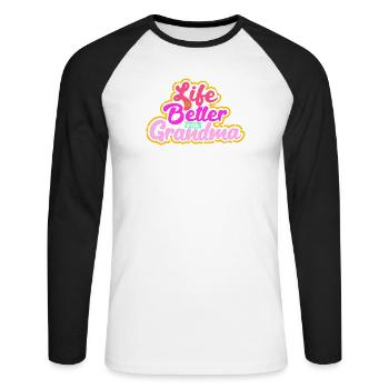 Grandchild Grandma Statement Grandmother Favorite Grandma - Unisex Long Sleeve Baseball T-Shirt - white/black - Front - Nik (191cm)