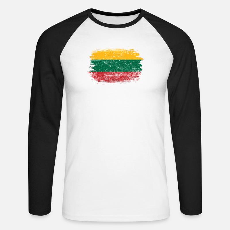Lebendiger Pan-Flag-Pinselstrich - Unisex Baseballshirt langarm - Weiß/Schwarz