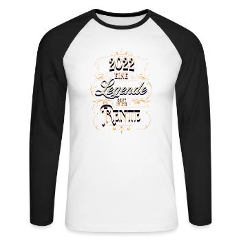 Rente 2022 eine Legende geht in die Rente - Unisex Baseballshirt langarm - Weiß/Schwarz - Vorne - Nik (191cm)