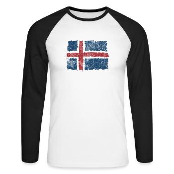 Islande Reykjavik - T-shirt baseball manches longues Homme - blanc/noir - Devant - Nik (191cm)