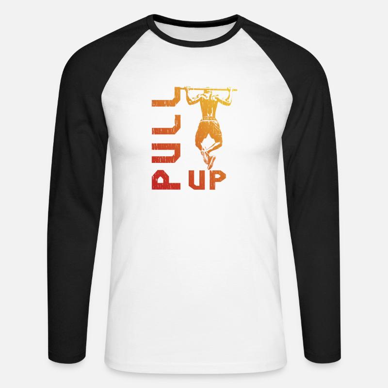 Gradient pull-up silhouette - Unisex Long Sleeve Baseball T-Shirt - white/black