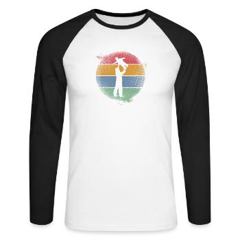 Dad Father and Child - Unisex Long Sleeve Baseball T-Shirt - white/black - Front - Nik (191cm)