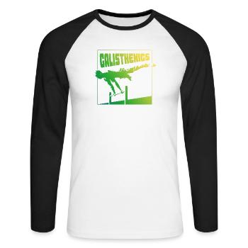 Calisthenics Gradient Pose Square Design - Unisex Long Sleeve Baseball T-Shirt - white/black - Front - Nik (191cm)