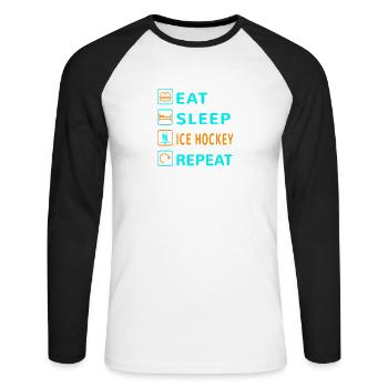 Mangez. Dormir. Hockey sur glace. Répéter le - T-shirt baseball manches longues Homme - blanc/noir - Devant - Nik (191cm)