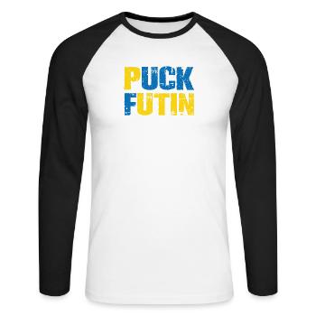 puck futin - Unisex Baseballshirt langarm - Weiß/Schwarz - Vorne - Nik (191cm)