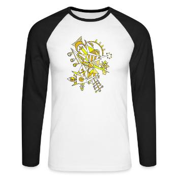 Abstract Geometric World - Motif - Unisex Long Sleeve Baseball T-Shirt - white/black - Front - Nik (191cm)
