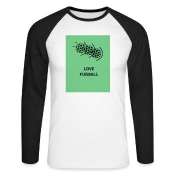 Football Passion Motif - Unisex Long Sleeve Baseball T-Shirt - white/black - Front - Nik (191cm)