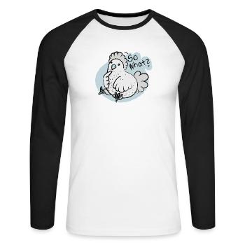 so what ? - Unisex Baseballshirt langarm - Weiß/Schwarz - Vorne - Nik (191cm)