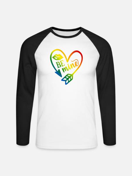 Valentinstag T-Shirt be mine Valentinstag - Unisex Baseballshirt langarm - Weiß/Schwarz