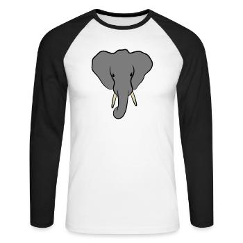 Elephant Head Minimalist - Unisex Long Sleeve Baseball T-Shirt - white/black - Front - Nik (191cm)