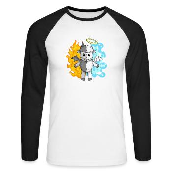 Sheep - Angels and Devils - Unisex Long Sleeve Baseball T-Shirt - white/black - Front - Nik (191cm)