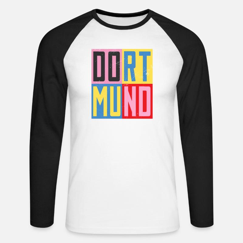 Dortmunder Städte Design - Unisex Baseballshirt langarm - Weiß/Schwarz