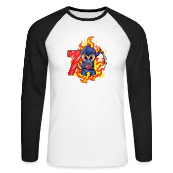 7ème anniversaire Garçon de 7 ans Ninja - T-shirt baseball manches longues Homme - blanc/noir - Devant - Nik (191cm)