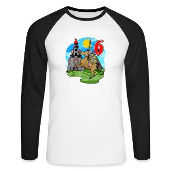 Chevalier 6ème Anniversaire 6 Ans Jeune Cadeau - T-shirt baseball manches longues Homme - blanc/noir - Devant - Nik (191cm)