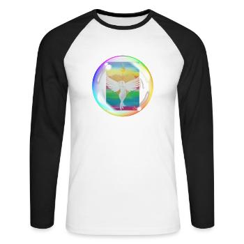 Rainbow Angel of Love Sonja Ariel von Staden - Unisex Long Sleeve Baseball T-Shirt - white/black - Front - Nik (191cm)