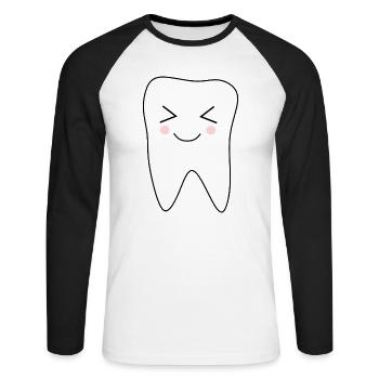 Tooth, Teeth, Dentist Gift - Unisex Long Sleeve Baseball T-Shirt - white/black - Front - Nik (191cm)