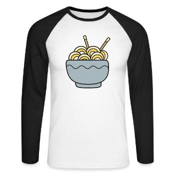 Ramen Nudeln Kawaii Japan Küche - Unisex Baseballshirt langarm - Weiß/Schwarz - Vorne - Nik (191cm)