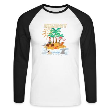 Holiday ART - Unisex Baseballshirt langarm - Weiß/Schwarz - Vorne - Nik (191cm)