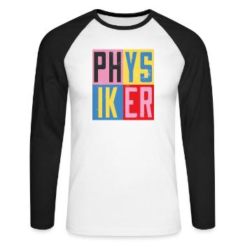Physiker Design - Unisex Baseballshirt langarm - Weiß/Schwarz - Vorne - Nik (191cm)