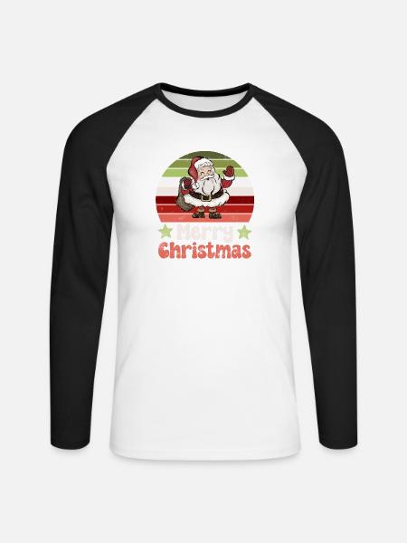 Weihnachtsmann Nikolaus Vintage Nostalgisch - Unisex Baseballshirt langarm - Weiß/Schwarz