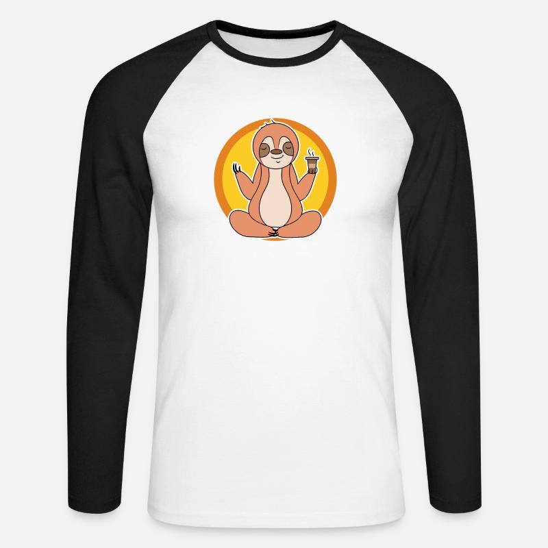 Faultier Langschläfer Dschungel Säugetier Tier - Unisex Baseballshirt langarm - Weiß/Schwarz