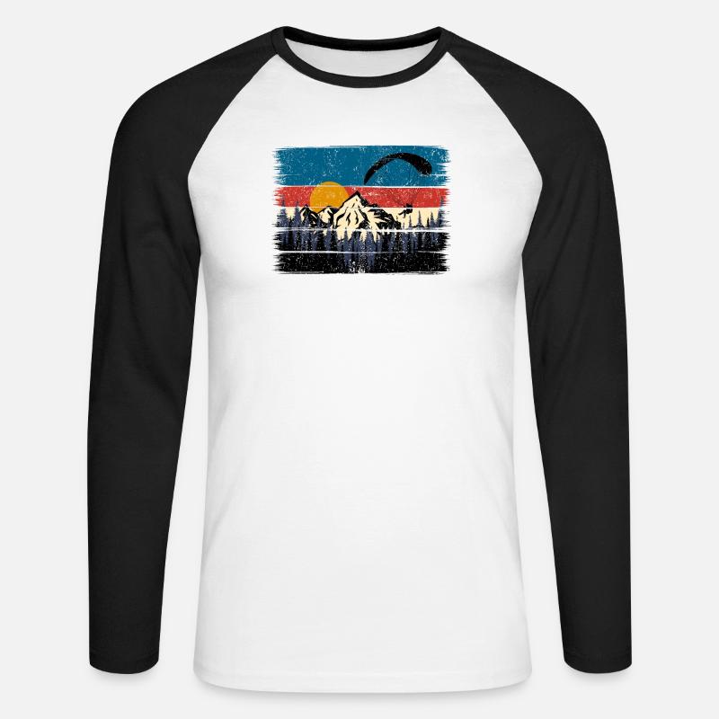 Sunset Summit Paraglide Retro - Unisex Baseballshirt langarm - Weiß/Schwarz