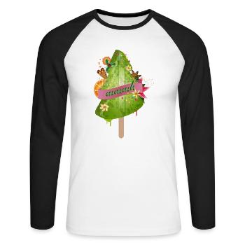 crème glacée lumineuse pour arbre de Noël et décorations de Noël - T-shirt baseball manches longues Homme - blanc/noir - Devant - Nik (191cm)