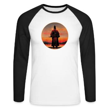 Samurai Warrior - Unisex Long Sleeve Baseball T-Shirt - white/black - Front - Nik (191cm)