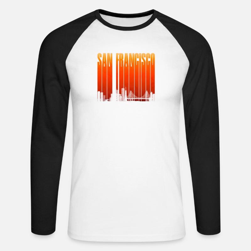 San Francisco Skyline Gradient - Unisex Baseballshirt langarm - Weiß/Schwarz
