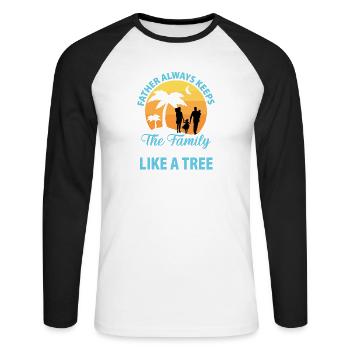 Vater hält Familie wie einen Baum - Unisex Baseballshirt langarm - Weiß/Schwarz - Vorne - Nik (191cm)