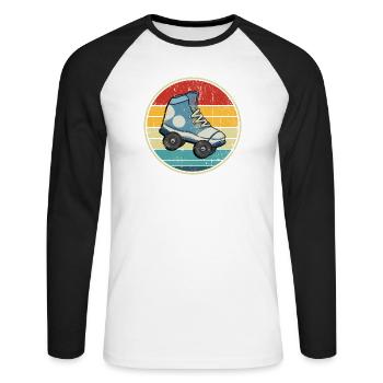 Cercle de patins à roulettes rétro coucher de soleil - T-shirt baseball manches longues Homme - blanc/noir - Devant - Nik (191cm)