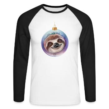 Noël Paresseux Bal de Noël Père Noël - T-shirt baseball manches longues Homme - blanc/noir - Devant - Nik (191cm)