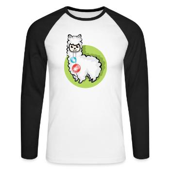 alpaca xmas balls christmas lama symbol Alpaka - Unisex Baseballshirt langarm - Weiß/Schwarz - Vorne - Nik (191cm)