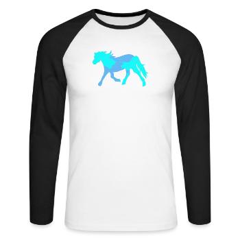 Cool Cheval Cheval Idiot Chevaux Islandais Amour Cheval - T-shirt baseball manches longues Homme - blanc/noir - Devant - Nik (191cm)