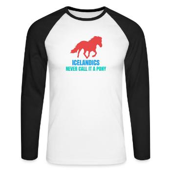 Chevaux islandais Déclaration de poney Amoureux des chevaux islandais - T-shirt baseball manches longues Homme - blanc/noir - Devant - Nik (191cm)
