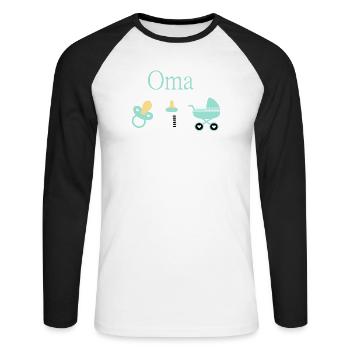 Opa 2026 Geburt Junge Vorlage personalisierbar - Unisex Baseballshirt langarm - Weiß/Schwarz - Vorne - Nik (191cm)