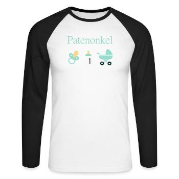 Patenonkel Geburt Junge Taufe - Unisex Baseballshirt langarm - Weiß/Schwarz - Vorne - Nik (191cm)