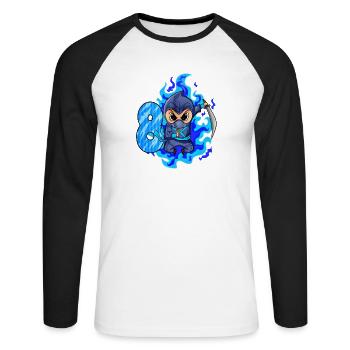 8ème anniversaire garçon 8 ans ninja - T-shirt baseball manches longues Homme - blanc/noir - Devant - Nik (191cm)