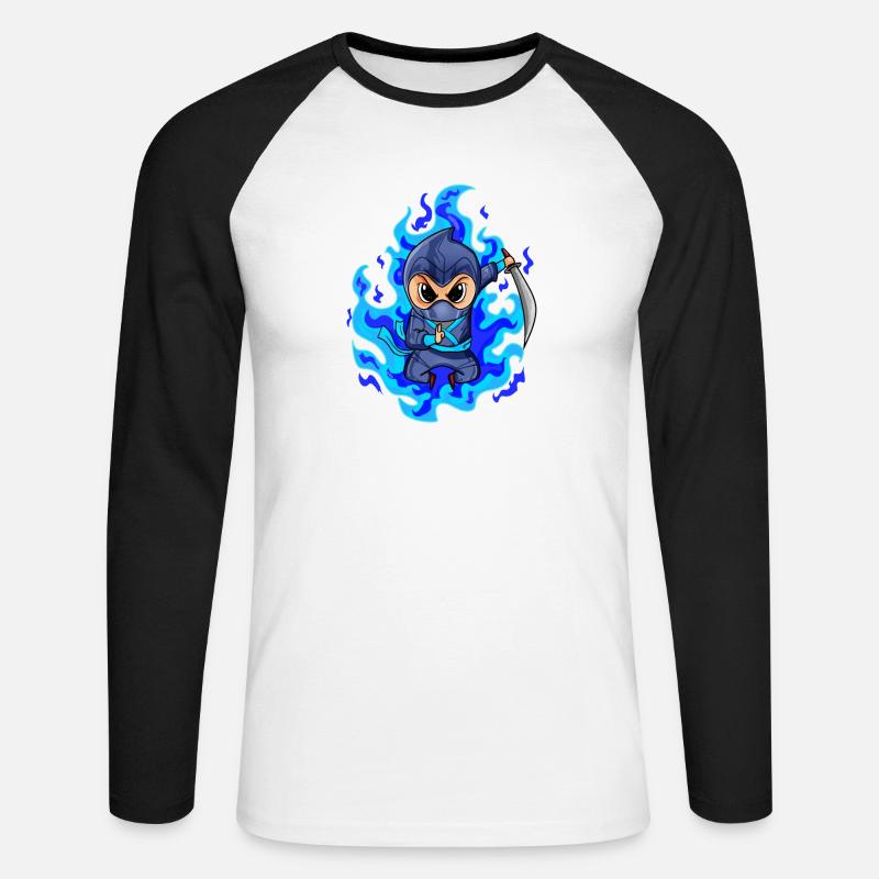 Ninja - Unisex Baseballshirt langarm - Weiß/Schwarz