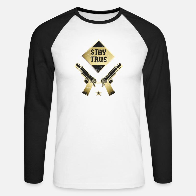 Bleib dir Treu - Unisex Baseballshirt langarm - Weiß/Schwarz