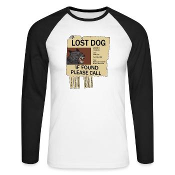 Hellhound disparu - T-shirt baseball manches longues Homme - blanc/noir - Devant - Nik (191cm)